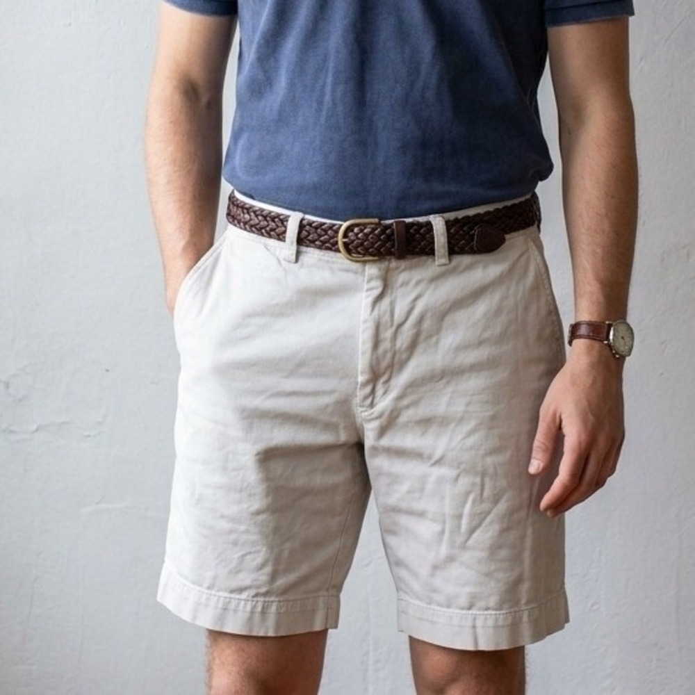 Polo Ralph Lauren Mens Shorts 33 Beige Chino Flat Front Classic Prep Preppy